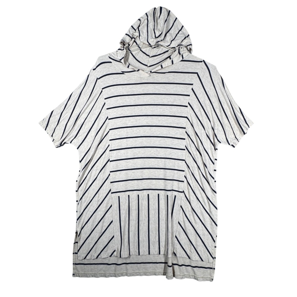 Zenergy Chicos Tunic Top Striped Hoodie Short Sleeve Nautical Casual Size XL 3